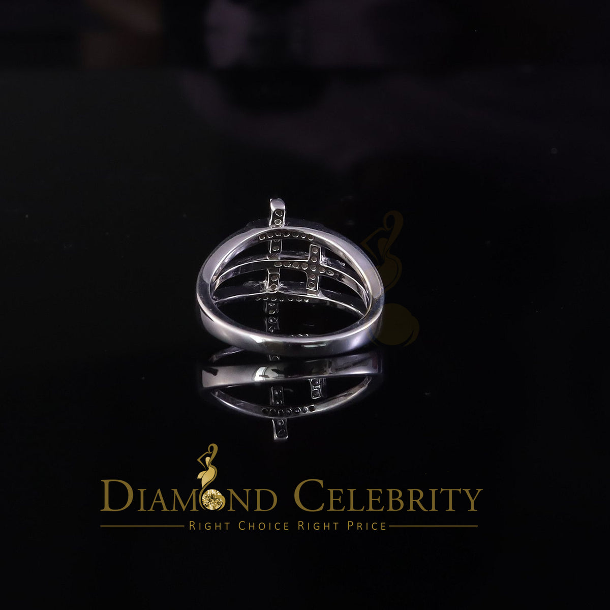 DiamondCelebritees 925 Sterling White Silver 0.22ct Cubic Zirconia Cross Shape Womens Ring Size 6