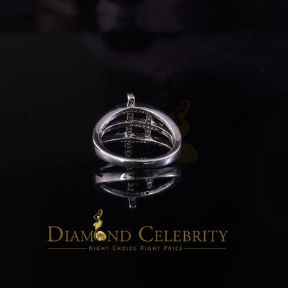 DiamondCelebritees 925 Sterling White Silver 0.22ct Cubic Zirconia Cross Shape Womens Ring Size 6