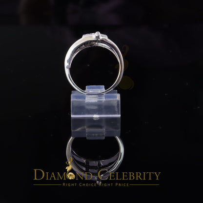 DiamondCelebritees 925 Sterling White Silver 0.22ct Cubic Zirconia Cross Shape Womens Ring Size 6