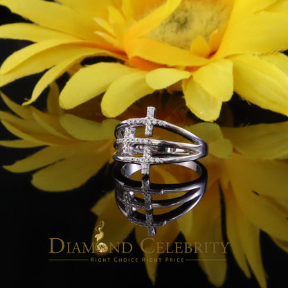 DiamondCelebritees 925 Sterling White Silver 0.22ct Cubic Zirconia Cross Shape Womens Ring Size 6