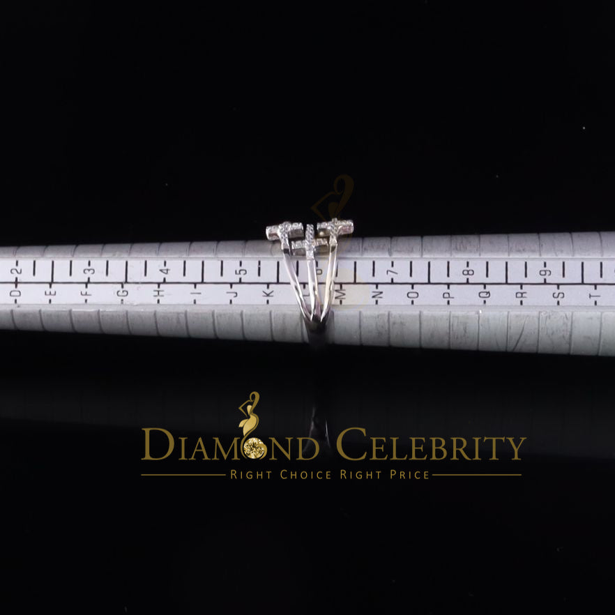 DiamondCelebritees 925 Sterling White Silver 0.22ct Cubic Zirconia Cross Shape Womens Ring Size 6