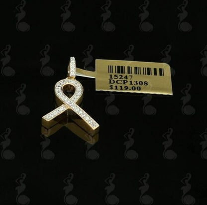 DiamondCelebritees 925 Sterling Silver Fashion Ribbon Shape Pendant Yellow 0.26ct Cubic Zirconia