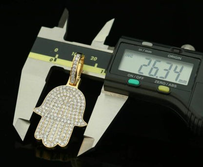 DiamondCelebritees Promise Yellow Sterling silver "HAMSA" Shape Pendant with 3.38ct Cubic Zirconia