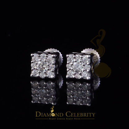Diamondcelebritees Square Women & Men 925 Silver White 0.50ct VVS D Moissanite Square Stud Earring