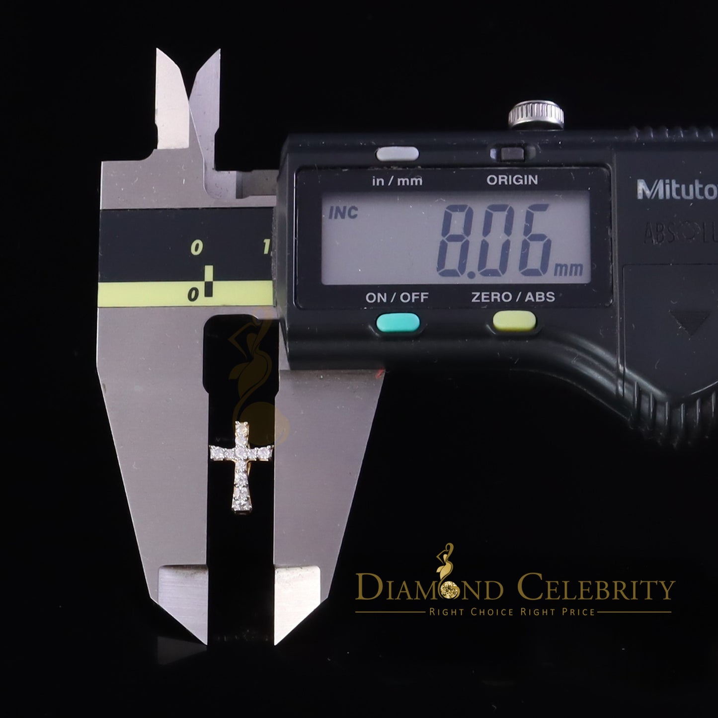 DiamondCelebritees Moissanite Stone 925 Silver Round Yellow Hip Hop Cross Stud Earring Men's/Womens