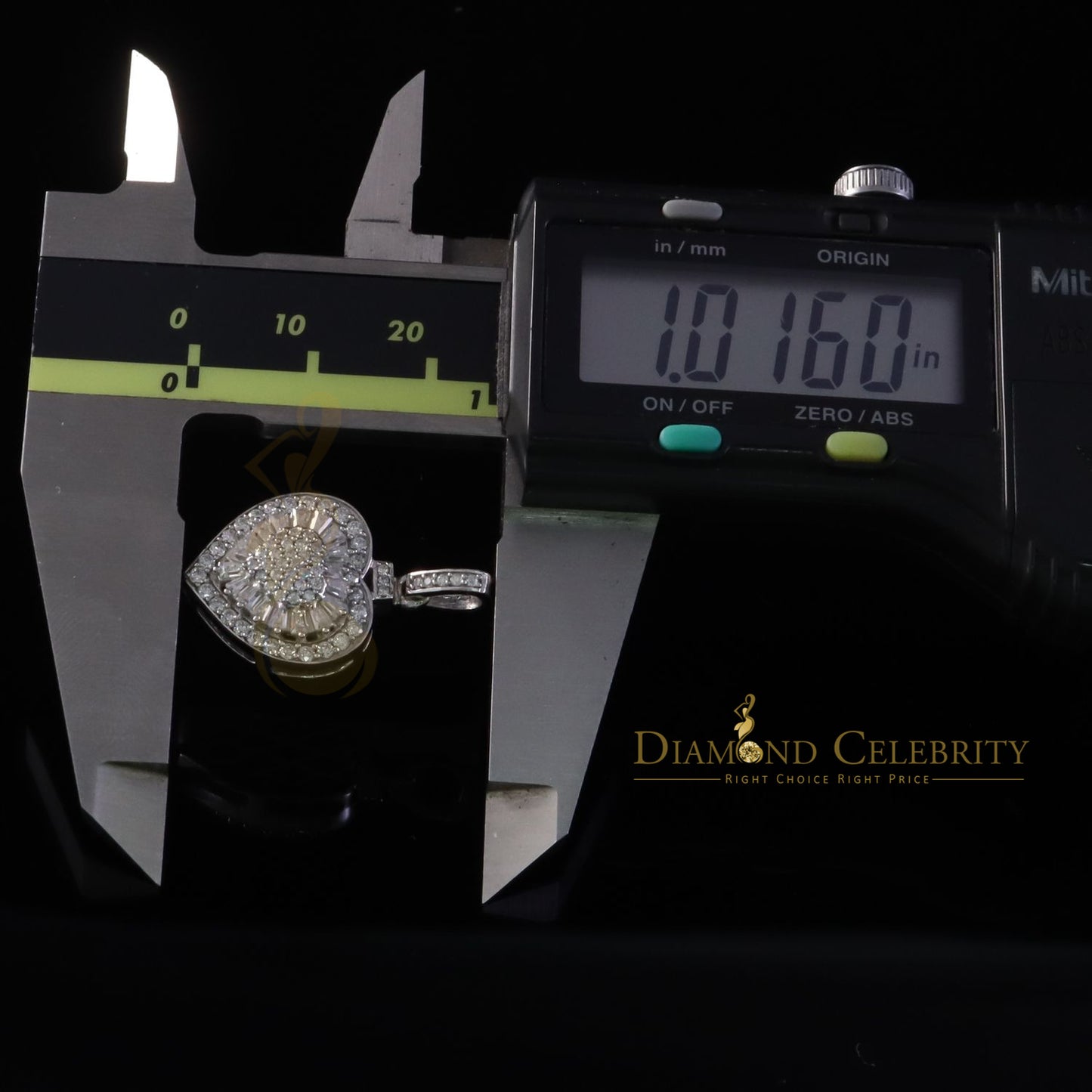 Diamondcelebritees  Women's White 925 Silver 1.00ct Moissanite Baguette & Round Heart Pendant