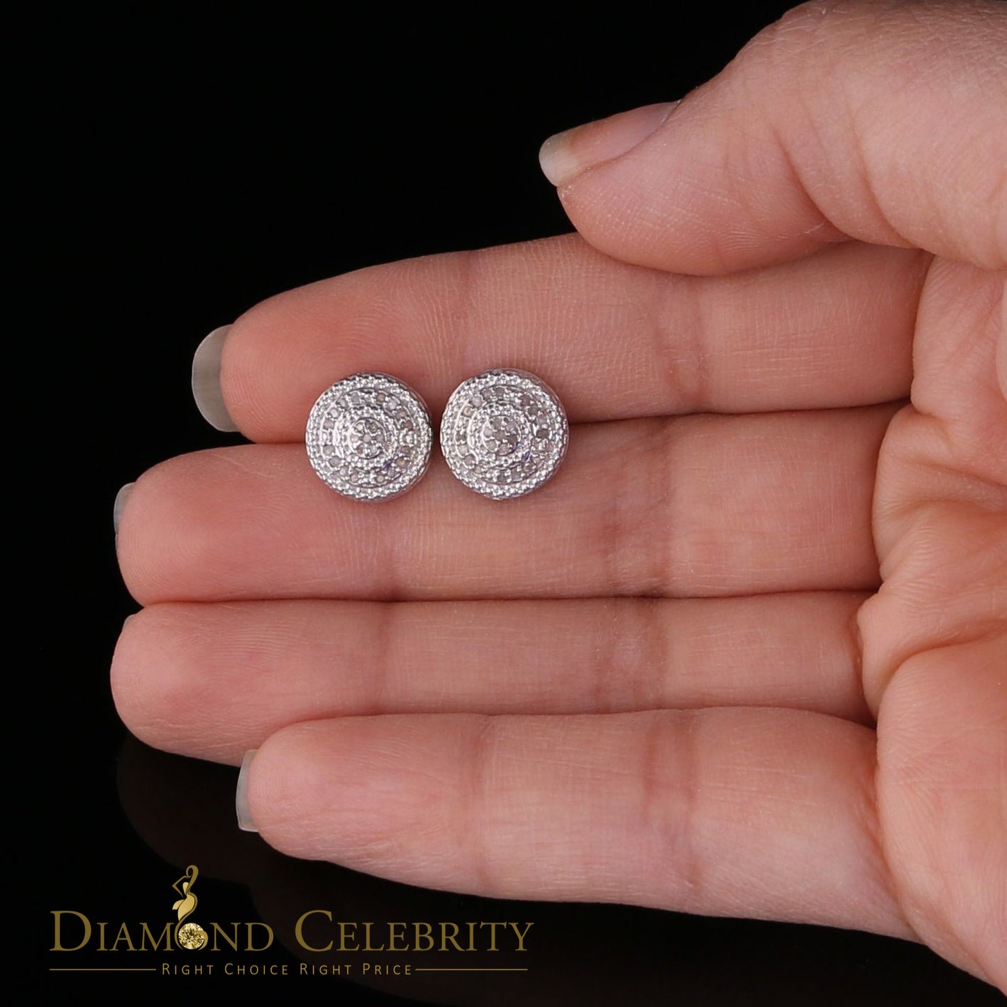 DiamondCelebritees 0.15ct Diamond 925 Sterling Silver White Round Earrings For Men 's / Women's