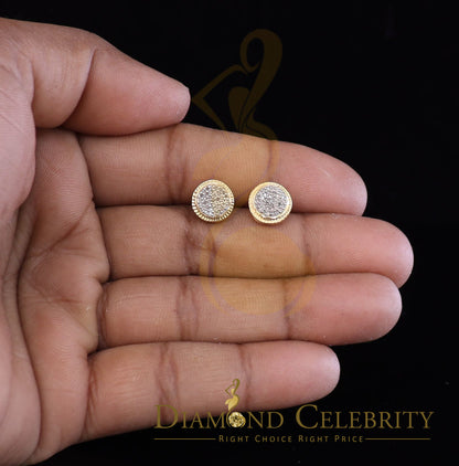 DiamondCelebritees 925 Sterling Silver 0.20 ct Diamond For Ladies & Mens Yellow Stud Round Earrings