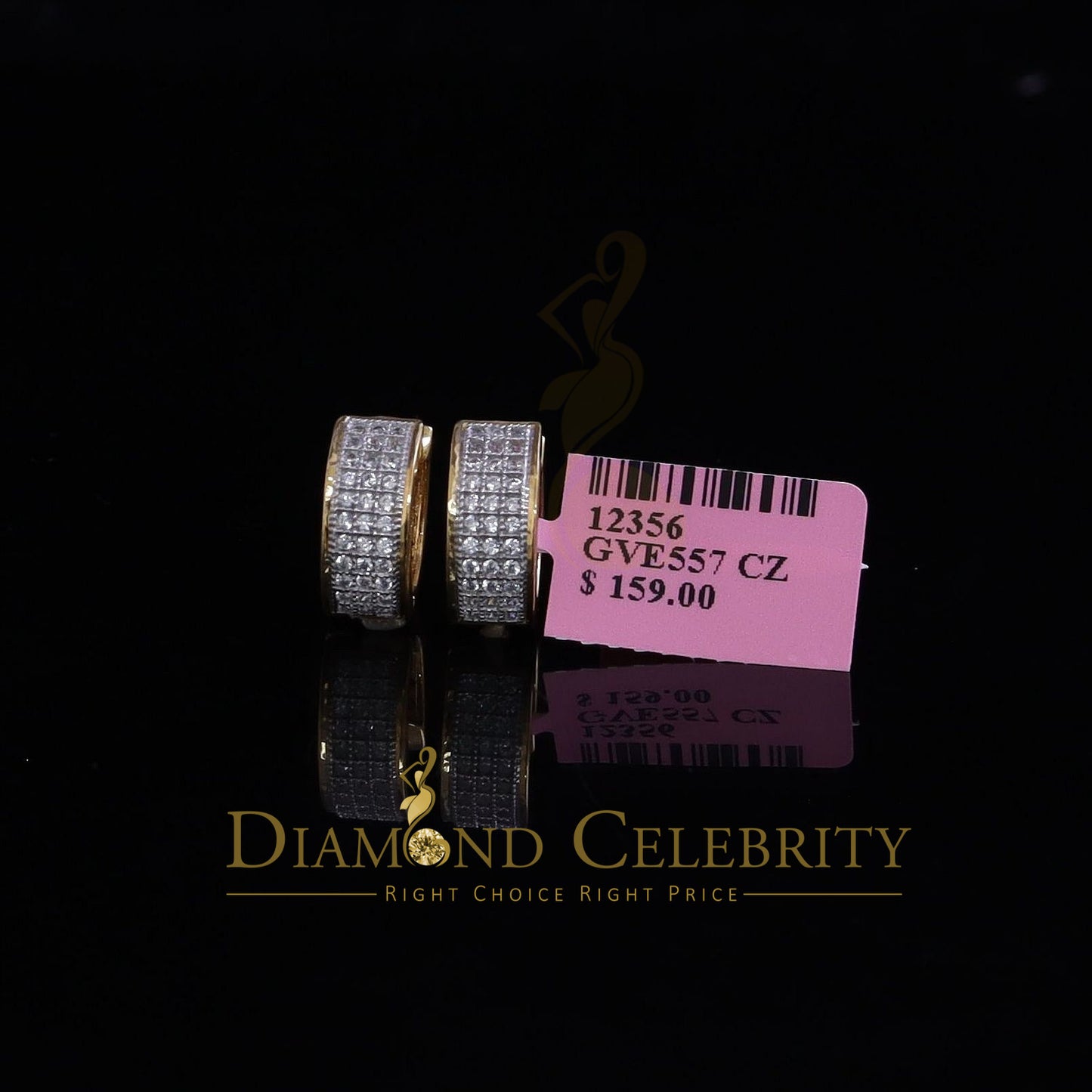 DiamondCelebritees  Hip Hop Yellow 925 Silver 0.66ct Cubic Zirconia Women's & Men's Hoop Earrings