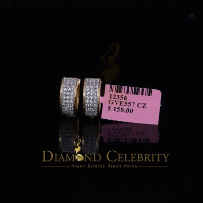 DiamondCelebritees  Hip Hop Yellow 925 Silver 0.66ct Cubic Zirconia Women's & Men's Hoop Earrings
