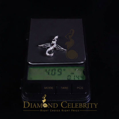 DiamondCelebritees  NEW Real 0.05CT Diamond Infinity with Wings Silver White Charm Necklace Pendant