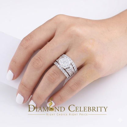 DiamondCelebritees Sterling Silver Round Cubic Zirconia 11.48ct Wedding White Womens Ring SIZE 9