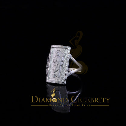 DiamondCelebritees Catholic White 925 Sterling Silver St Jude Fancy Women's Religious Ring SZ 9.5