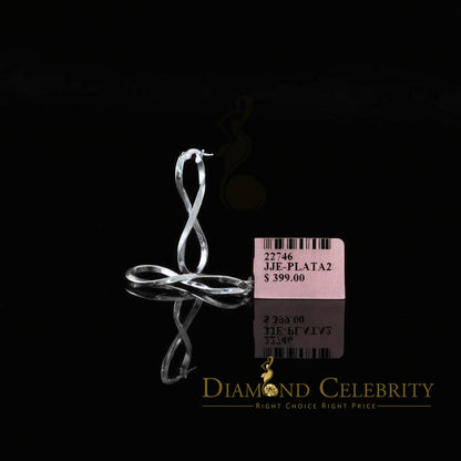925 Silver Twisted Figure 8 Infinity symbol/crazy 8 silhouette 35mm Hoop Earring