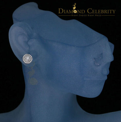 DiamondCelebritees  White Sterling Silver 0.78ct Cubic Zirconia Ladies 925 Hip Hop Round Earrings