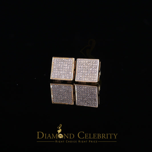 DiamondCelebritees 925 Sterling Silver 0.33ct Diamond Real For Women's & Men's Yellow Stud Earrings
