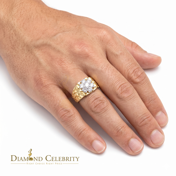 DiamondCelebritees 925 Yellow Sterling Silver 2.34ct Cubic Zirconia Promise Flower Ring Size 9