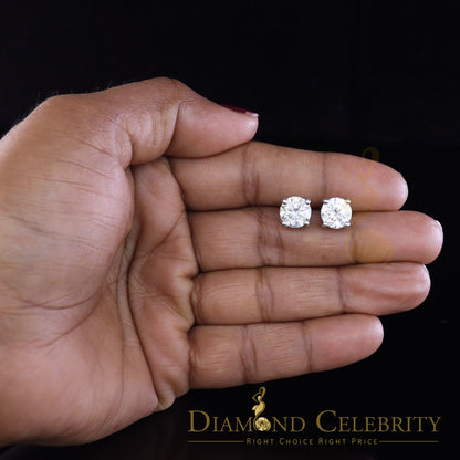 DiamondCelebritees 10k Real White Gold with 3.50ct Round VVS 'D' Color Moissanite Stud Earrings