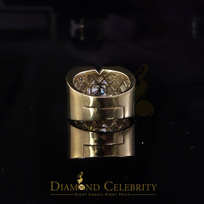 DiamondCelebritees 4.50ct Cubic Zirconia Yellow 925 Silver Men's Adjustable Ring SZ From 9 to 11