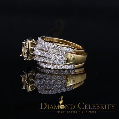 DiamondCelebritees 925 Sterling Yellow Square 2.08ct Cubic Zirconia Silver Wedding Womes Ring SZ 6