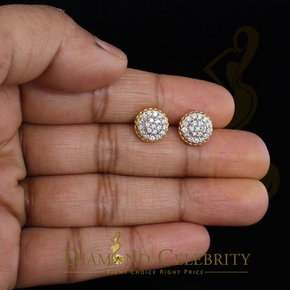 DiamondCelebritees 10K Real Yellow Gold with 0.33 CT Real Diamond Round Stud Earrings