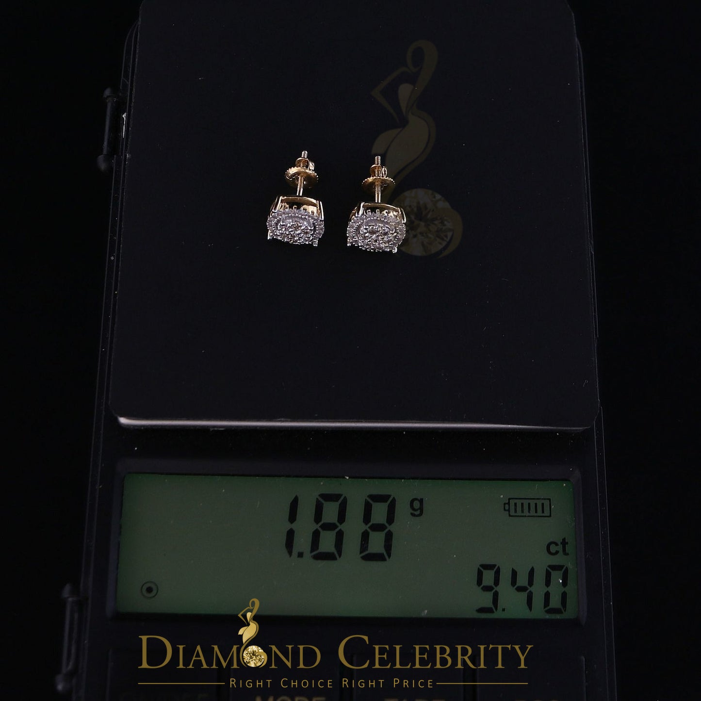 DiamondCelebritees 925 Sterling Silver 0.35 ct Diamond for Women's/Men's Yellow Stud Round Earrings