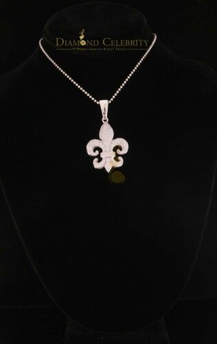 DiamondCelebritees White 925 Sterling Silver Fleur De Lis Shape Pendant with 4.59ct Cubic Zirconia