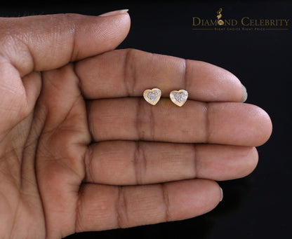 DiamondCelebritees 10K Real Yellow Gold with 0.05CT Real Diamonds Men's/Women's stud Heart Earrings
