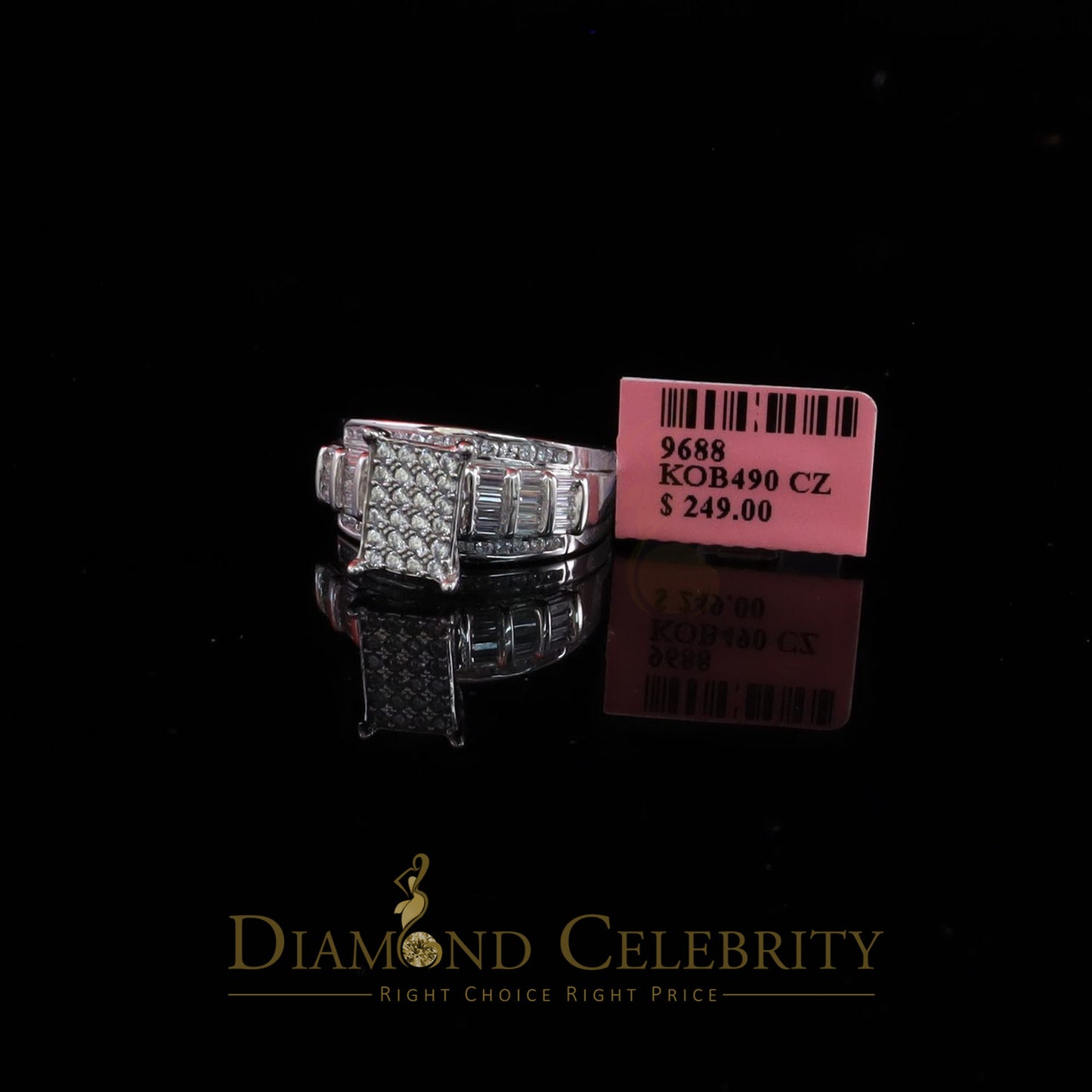 DiamondCelebritees 925 White Silver 1.31ct Cubic Zirconia Cinderella Engagement Womens Rings Size 8