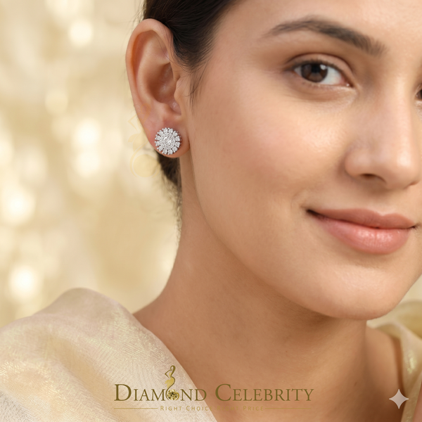 Diamondcelebritees 1.00ct VVS 'D' Moissanite Men's/Womens 925 Silver White Floral Stud Earrings