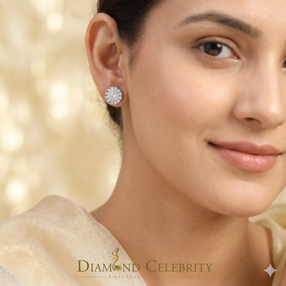 Diamondcelebritees 1.00ct VVS 'D' Moissanite Men's/Womens 925 Silver White Floral Stud Earrings