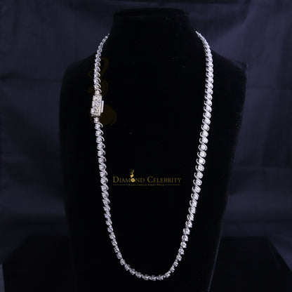 DiamondCelebritees 925 Silver White 20ct Moissanite Tennis Men's Necklace size 21.5 inch & Widt 6mm