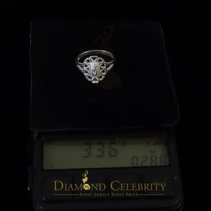 DiamondCelebritees White 925 Silver Virgin Mary Heart shape cutout Women Faith Protection Ring SZ 8