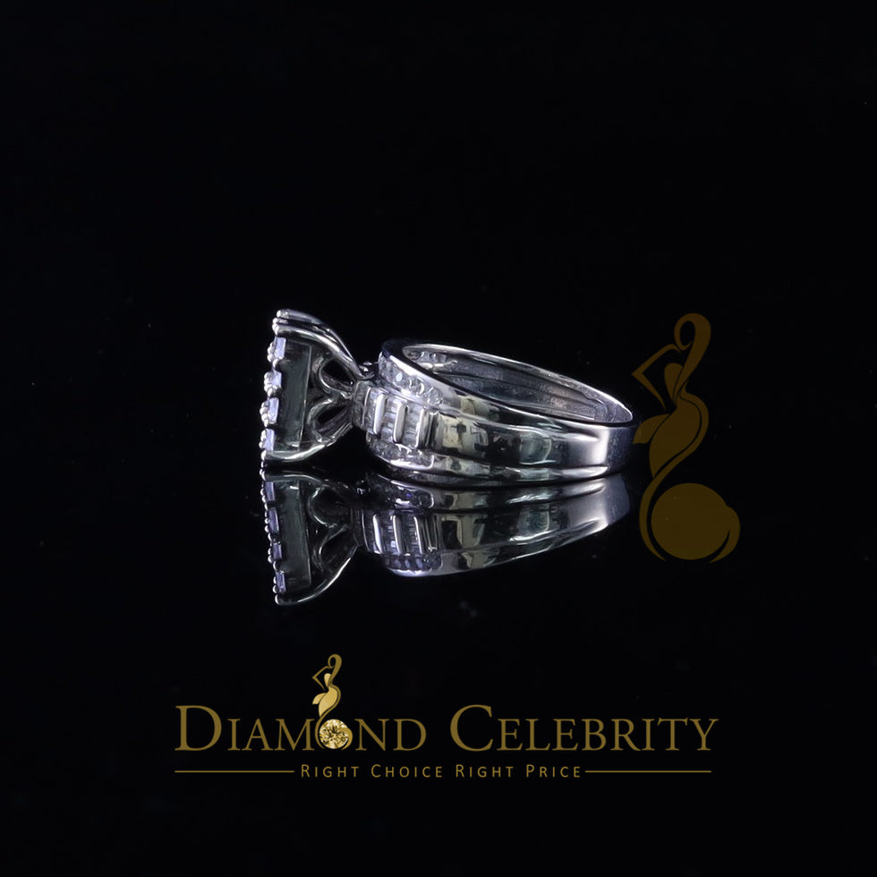 DiamondCelebritees 925 White Silver Square 1.10ct Cubic Zirconia Engagement Women's Ring Size 8