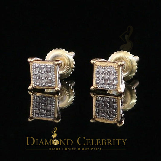 DiamondCelebritees 0.05ct Diamond Collection Yellow 925 Sterling Silver Women & Men Square Earrings