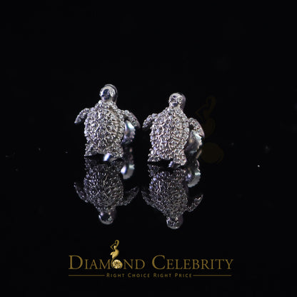 DiamondCelebritees  925 Sterling White Silver 0.50ct Cubic Zirconia Turtle Earrings Women & Men's
