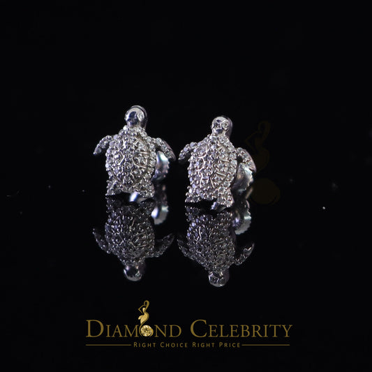 DiamondCelebritees  925 Sterling White Silver 0.50ct Cubic Zirconia Turtle Earrings Women & Men's