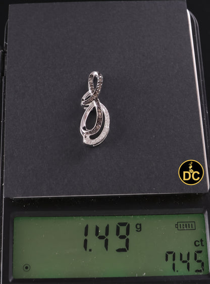 DiamondCelebritees Chocolate Brown 0.27ct CZ Infinity Swirl 1 inch Pendant in 925 Sterling Silver