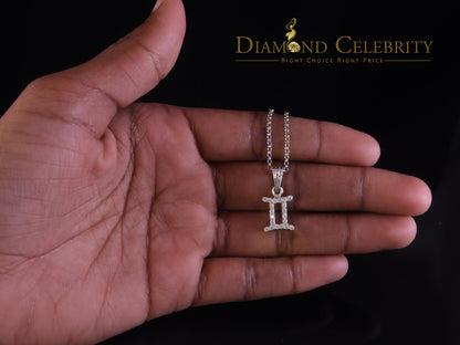 DiamondCelebritees 0.50ct Cubic Zirconia White Silver GEMINI JUNE Month Pendant Men's & Women's