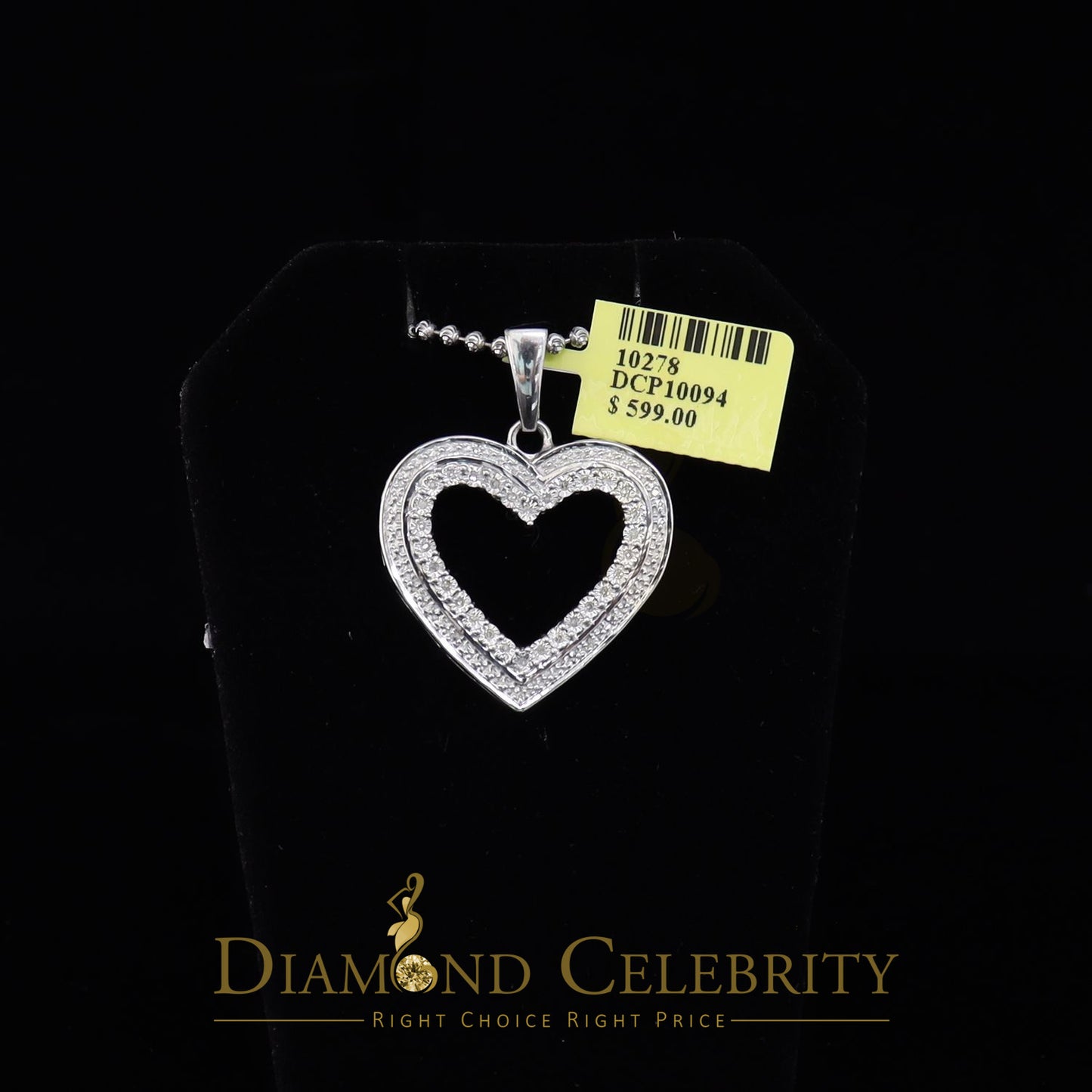 DiamondCelebritees  Real 0.10ct Diamond Sterling Silver HEART White Charm Fashion Necklace Pendant
