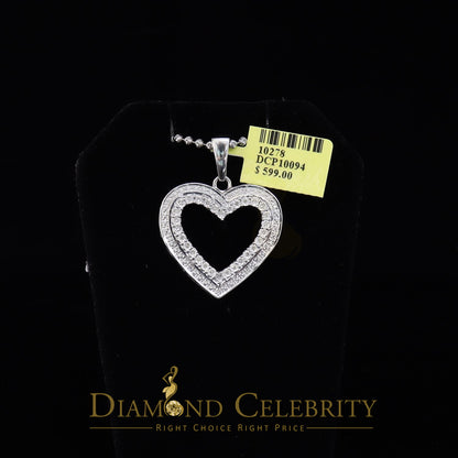 DiamondCelebritees  Real 0.10ct Diamond Sterling Silver HEART White Charm Fashion Necklace Pendant