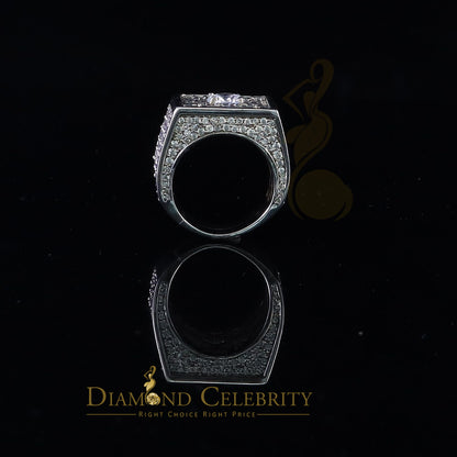 DiamondCelebritees Men's 19.0ct Cubic Zirconia white Silver Square Adjustable Ring From SZ 9 to 11
