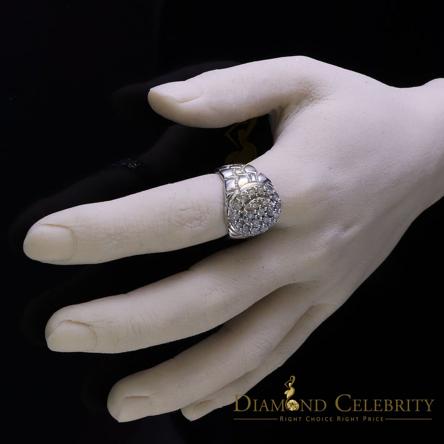 DiamondCelebritees 0.30CT Real Diamond Men's 925 Sterling Silver White Ring Size 8 Antique Design