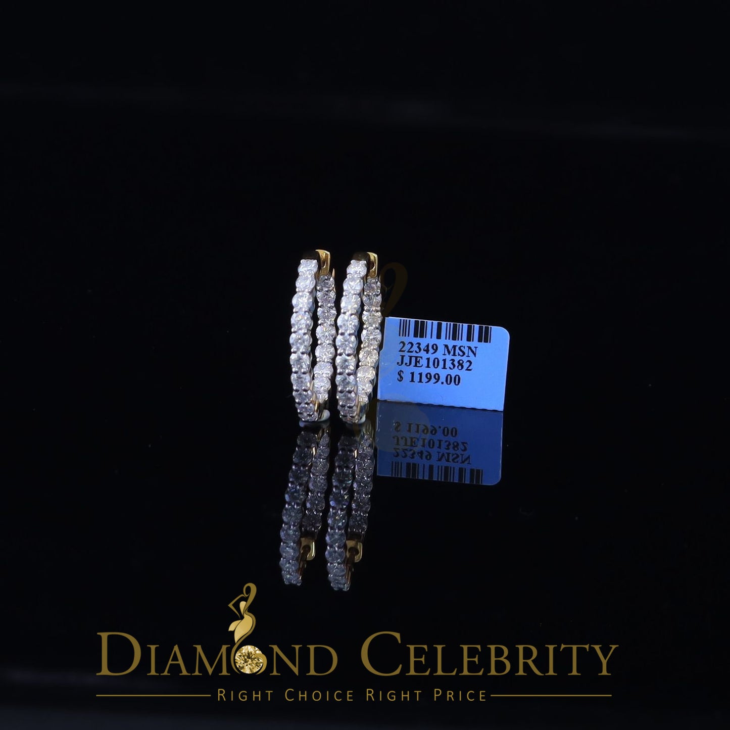 DiamondCelebritees 4.00ct Moissanite Yellow 925 Sterling Silver Women's In and Out Hoop Earrings