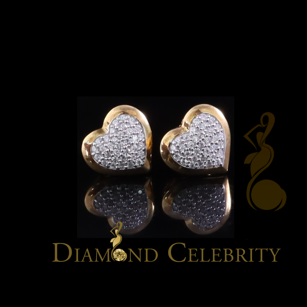 925 Sterling Yellow Silver 0.71ct Cubic Zirconia Heart Women's Stud Earrings