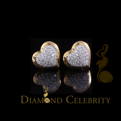 925 Sterling Yellow Silver 0.71ct Cubic Zirconia Heart Women's Stud Earrings