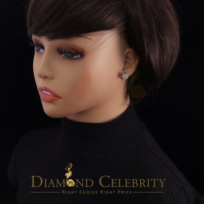 DiamondCelebritees 1.25CT Real Diamond with 10K Real Yellow Gold Men's/Women's Stud Earrings