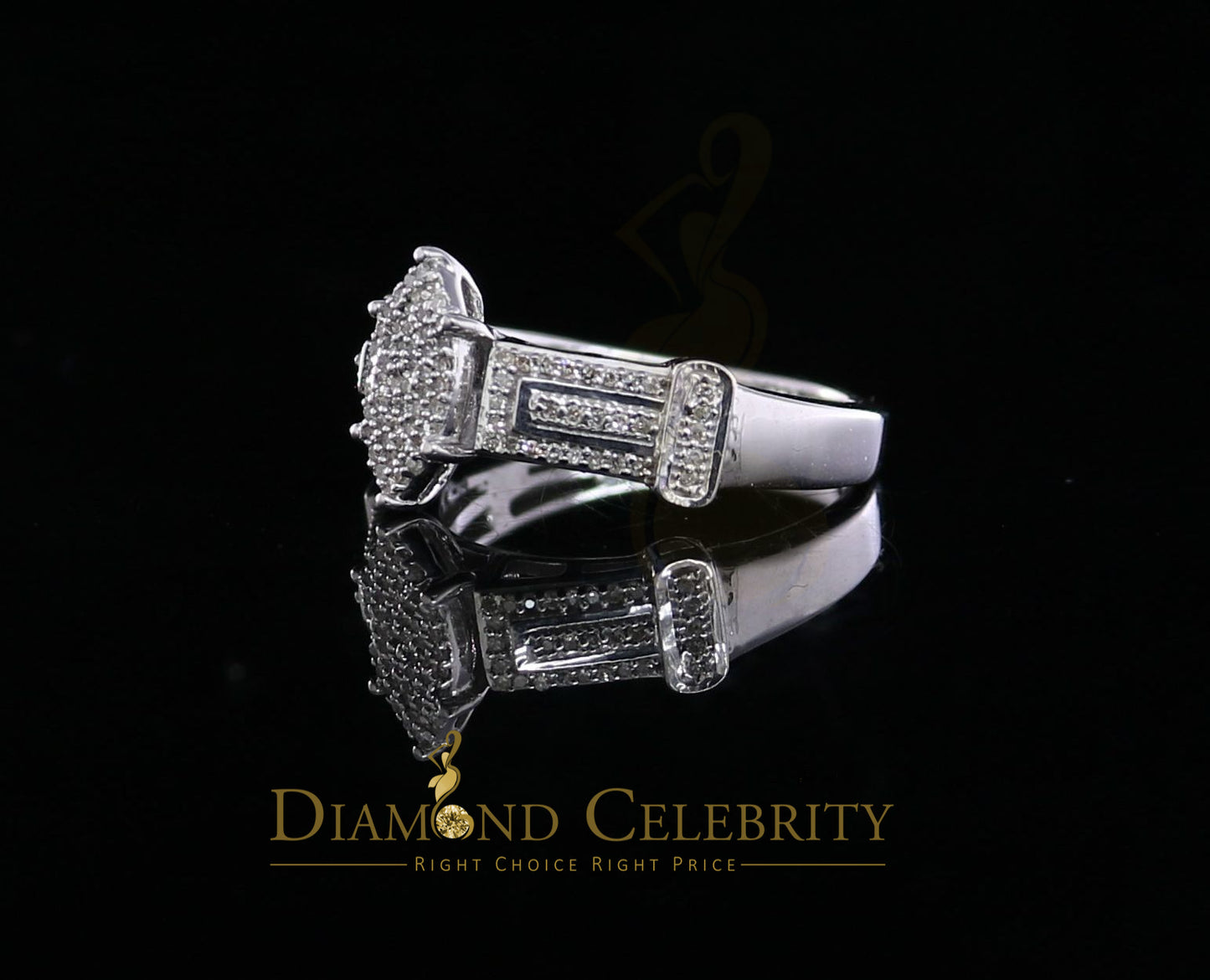 DiamondCelebritees 925 Silver White Engagement Womens Pear Shape Ring Size 7 With 0.33CT Diamond