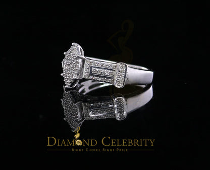 DiamondCelebritees 925 Silver White Engagement Womens Pear Shape Ring Size 7 With 0.33CT Diamond