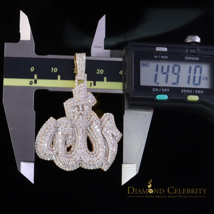 Diamondcelebritees 925 Allah Religious Yellow Silver Pendant 4.00ct VVS 'D Moissanite Men & Women